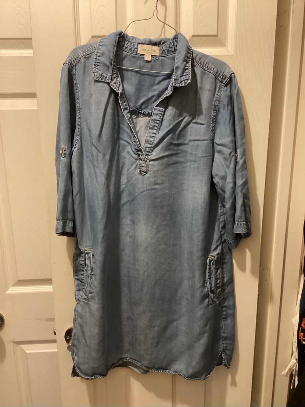 cloth & stone Light Blue Denim Shirt Dress